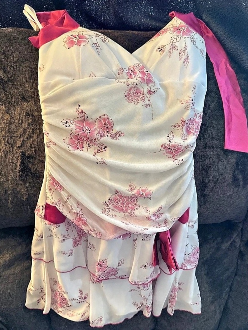 Taboo Floral Mini Dress in Pink & White Size Small